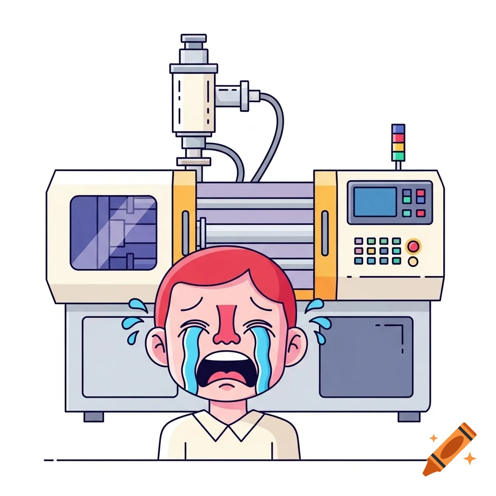 A vector cartoon illustration of a crying person with red hair in front ...