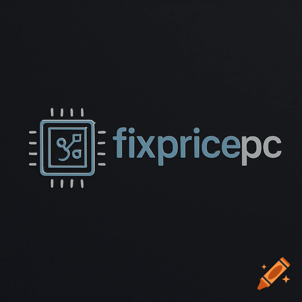 Modern logo for fixpricepc featuring a blue circuit board icon and the company name in a sleek sans-serif font.