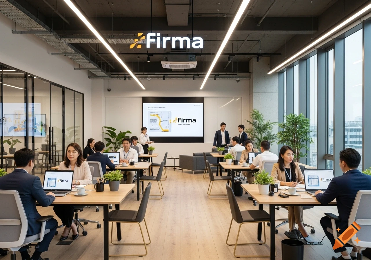 A group of professionals attending a training day in a modern, brightly lit open-plan office.