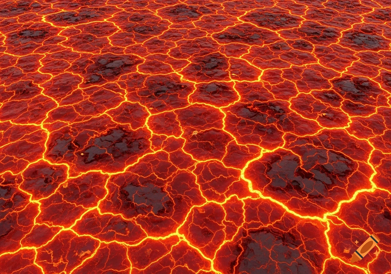 A detailed, seamless texture of glowing red and orange molten lava with dark, cracked cooling sections.