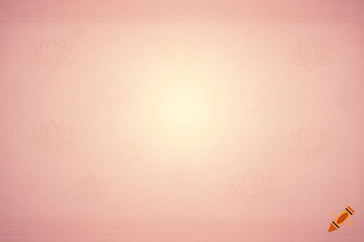 Soft pastel pink devotional background with a central white-golden glow, subtle lotus motifs, shimmering particles, and rose-gold Indian borders.