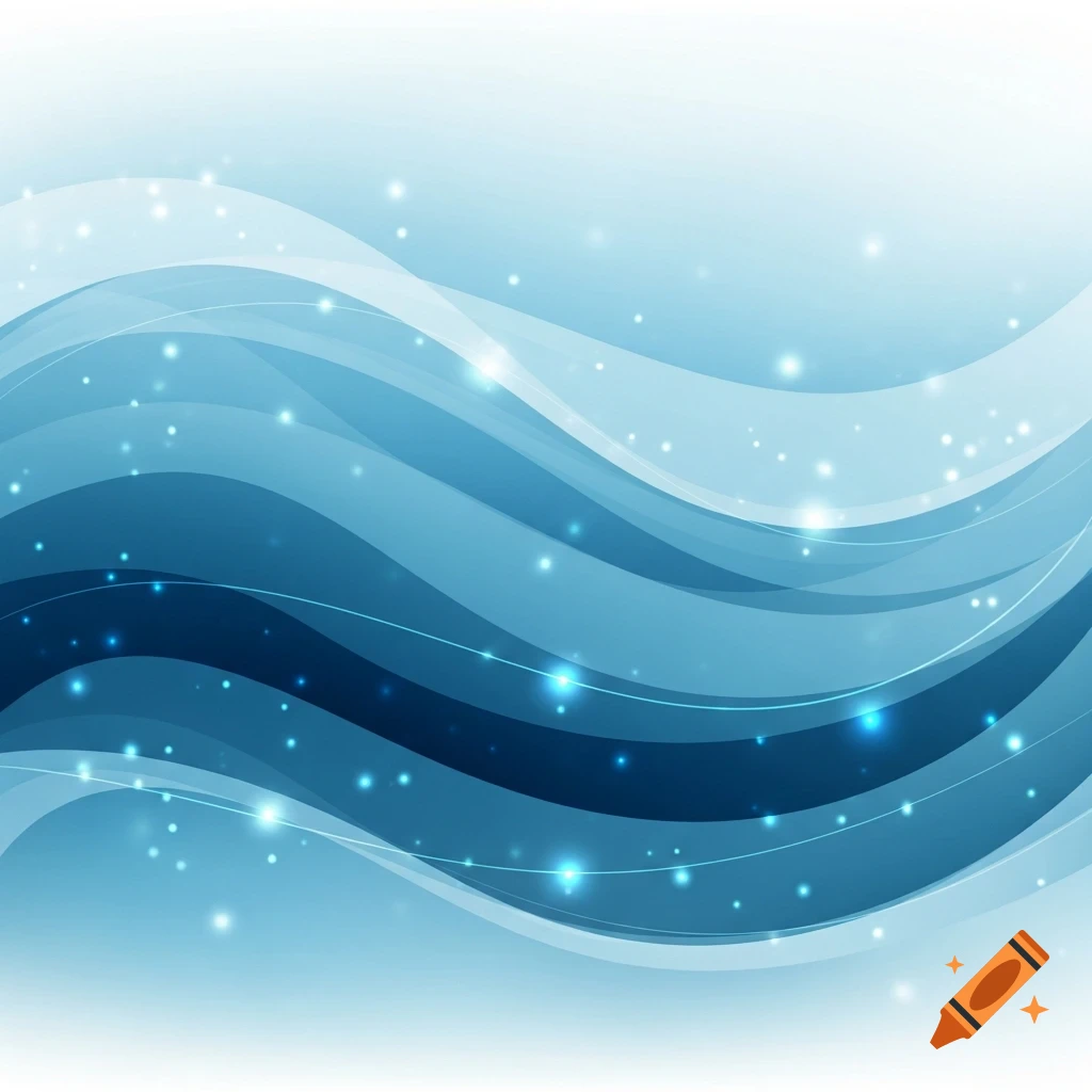Abstract background with flowing blue waves and sparkling lights.