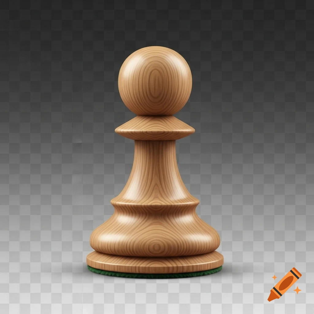 A detailed 3D rendering of a light wooden chess pawn with a green felt base on a transparent background.