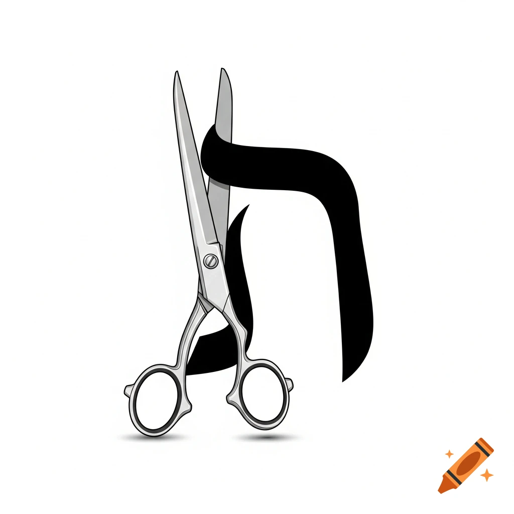 Vector art of tailor scissors forming the Hebrew letter aleph.