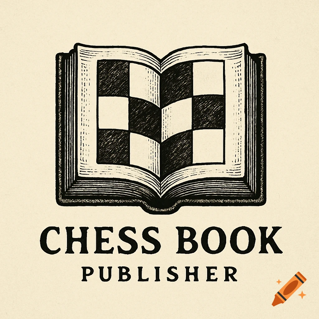 Vintage-style logo of an open book with chessboard pattern pages, above the text 'CHESS BOOK PUBLISHER'.
