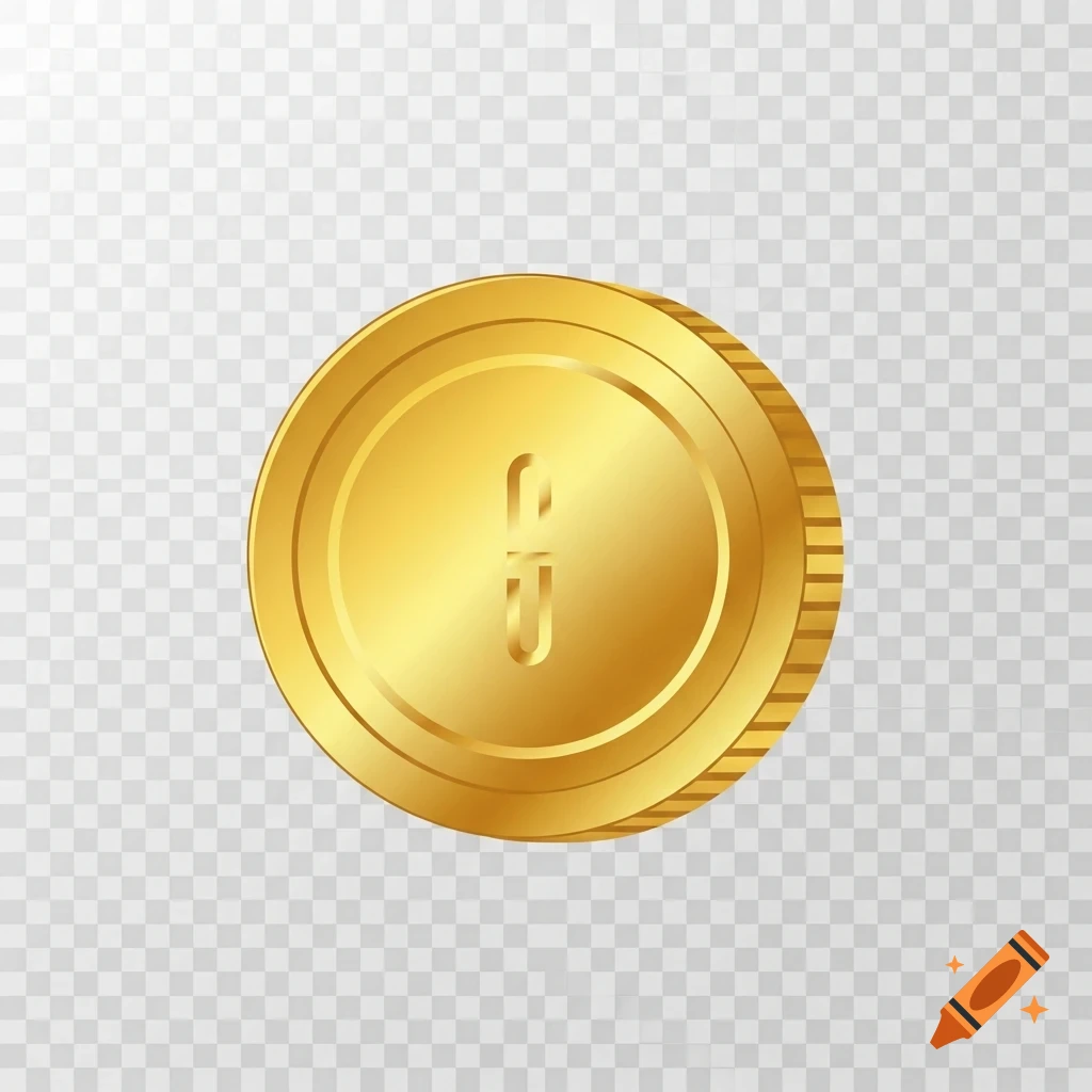 A flat, clean gold coin icon with a stylized 'f' or symbol on its face, rendered in vector style on a transparent background.