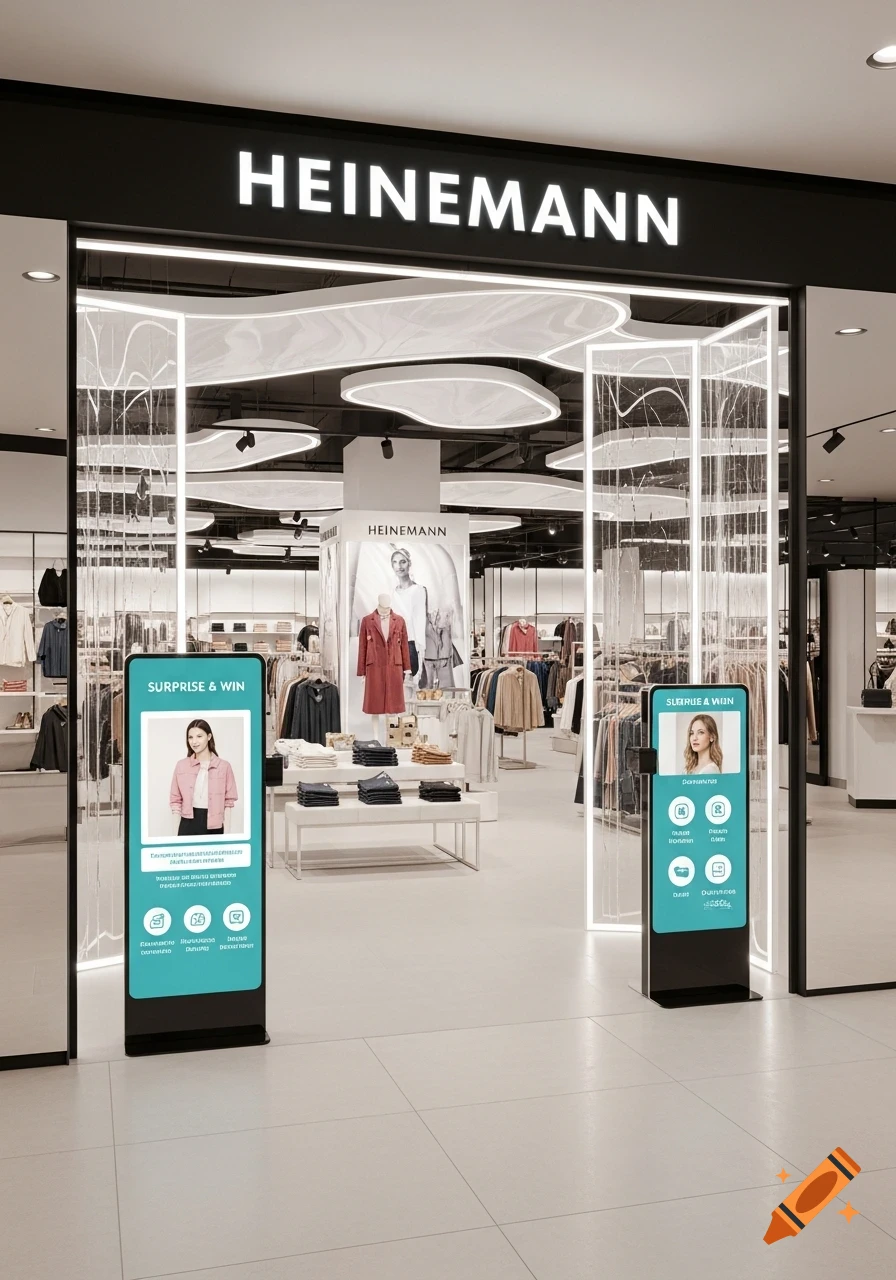A modern, bright Heinemann retail store entrance with