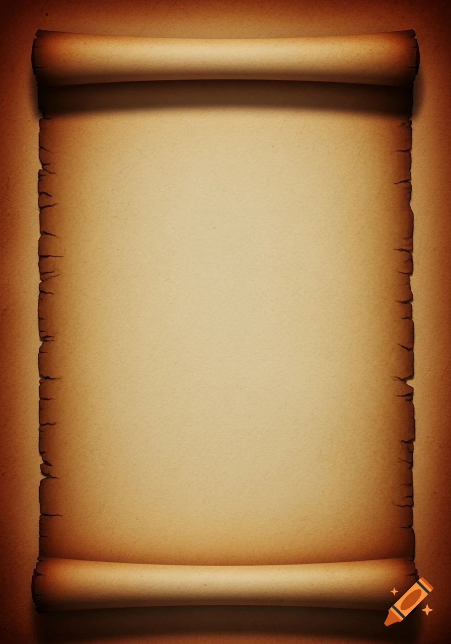 Vintage old parchment paper with curled edges, featuring sepia and brown tones.