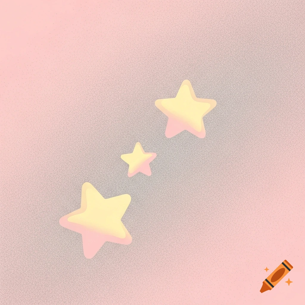 Three pastel yellow and pink stars with rounded edges on a soft pink background with a subtle gray grain texture.