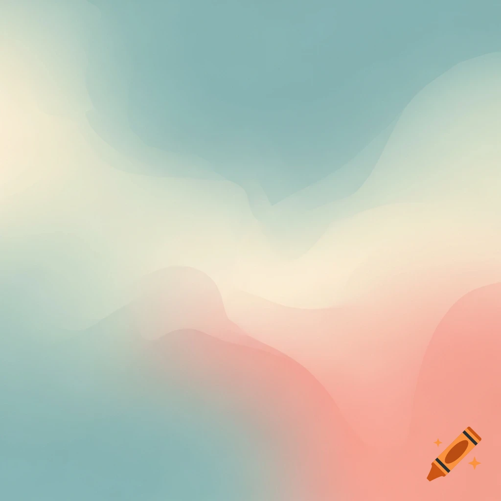 A soft, abstract background featuring smooth blends of blue-green, cream, and coral hues.