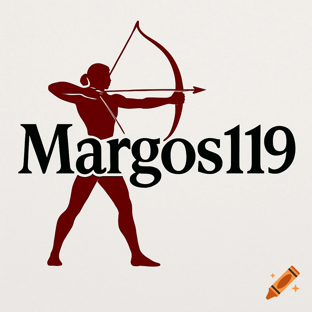 A red silhouette of an archer aiming a bow and arrow, with the black text "Margos119" overlaid on a light background.