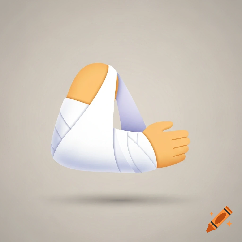Illustrated emoji of a human arm in a white sling.