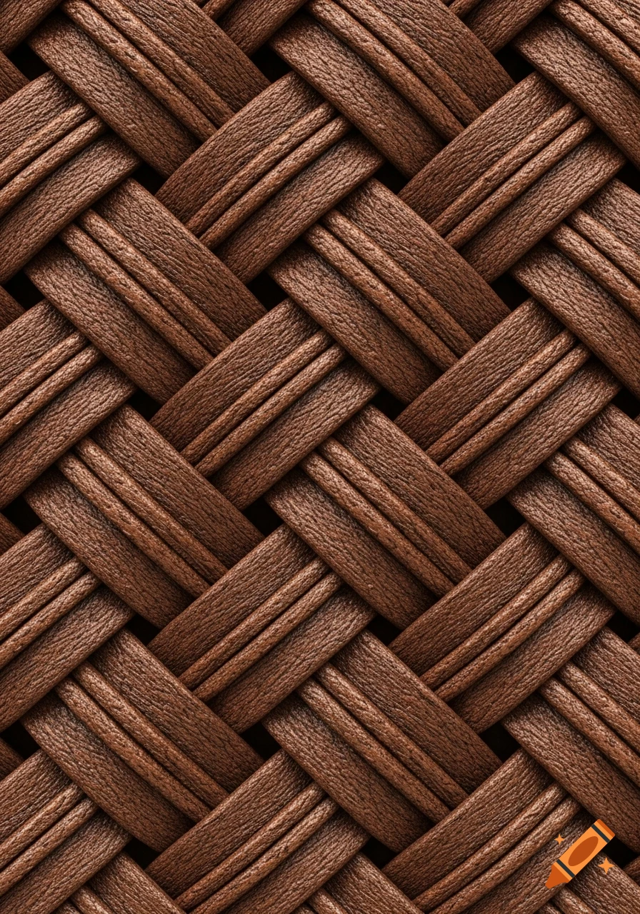 Close-up of a tightly woven brown material with a distinct crisscross pattern and fibrous texture.