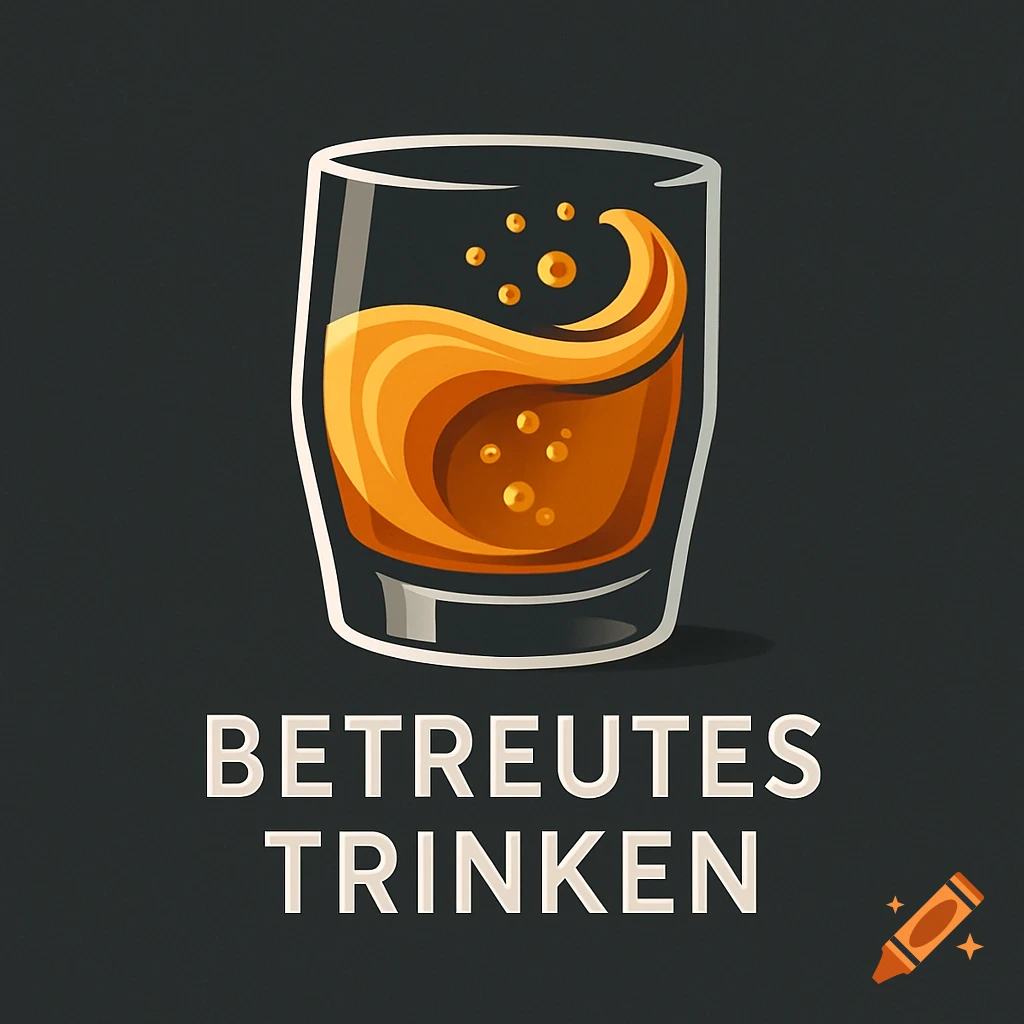 Stylized logo of a glass filled with an orange liquid, with text 'BETREUTES TRINKEN' below it.