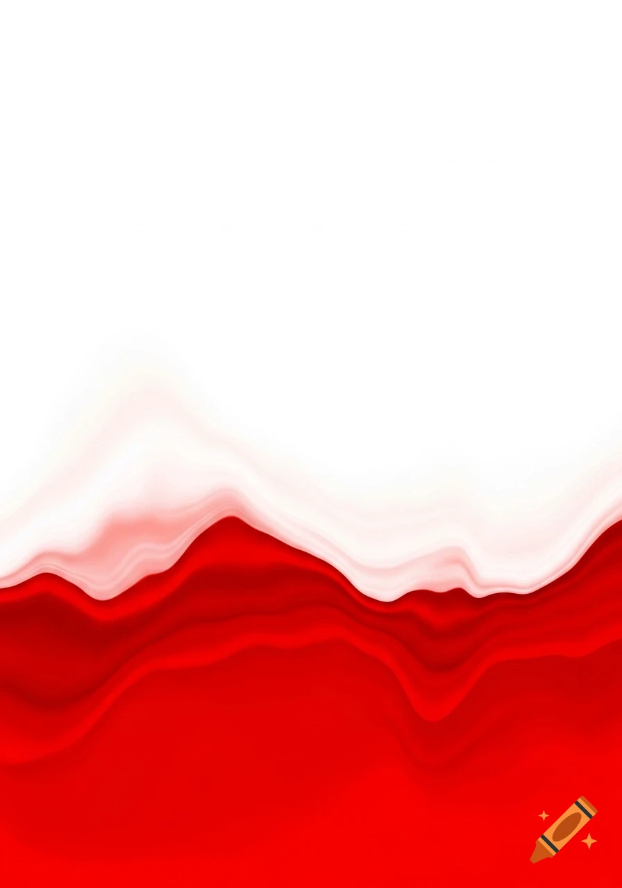 Abstract flowing white and red liquid forms, with white on top and red at the bottom.