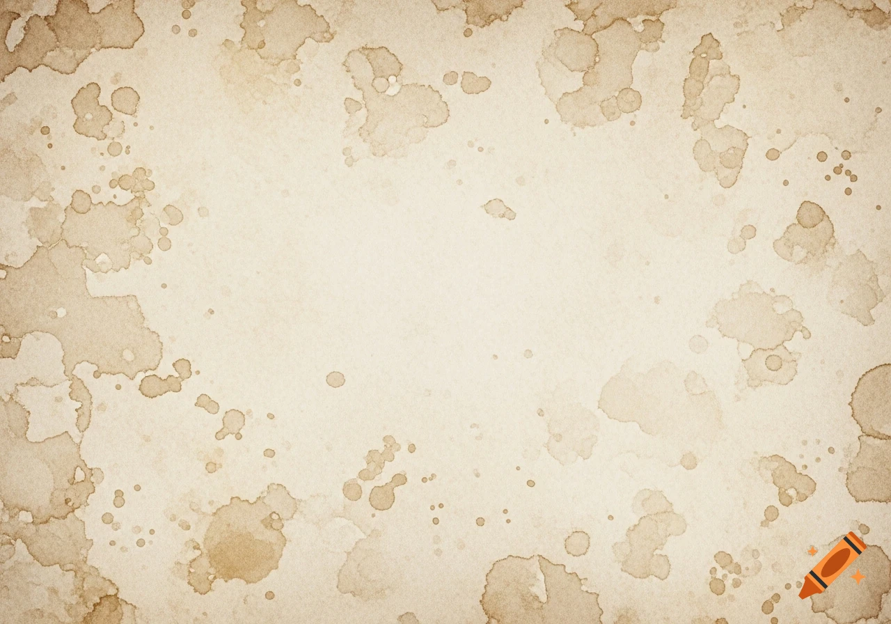 Old light beige paper texture with scattered brown watercolor-like stains and faded edges.