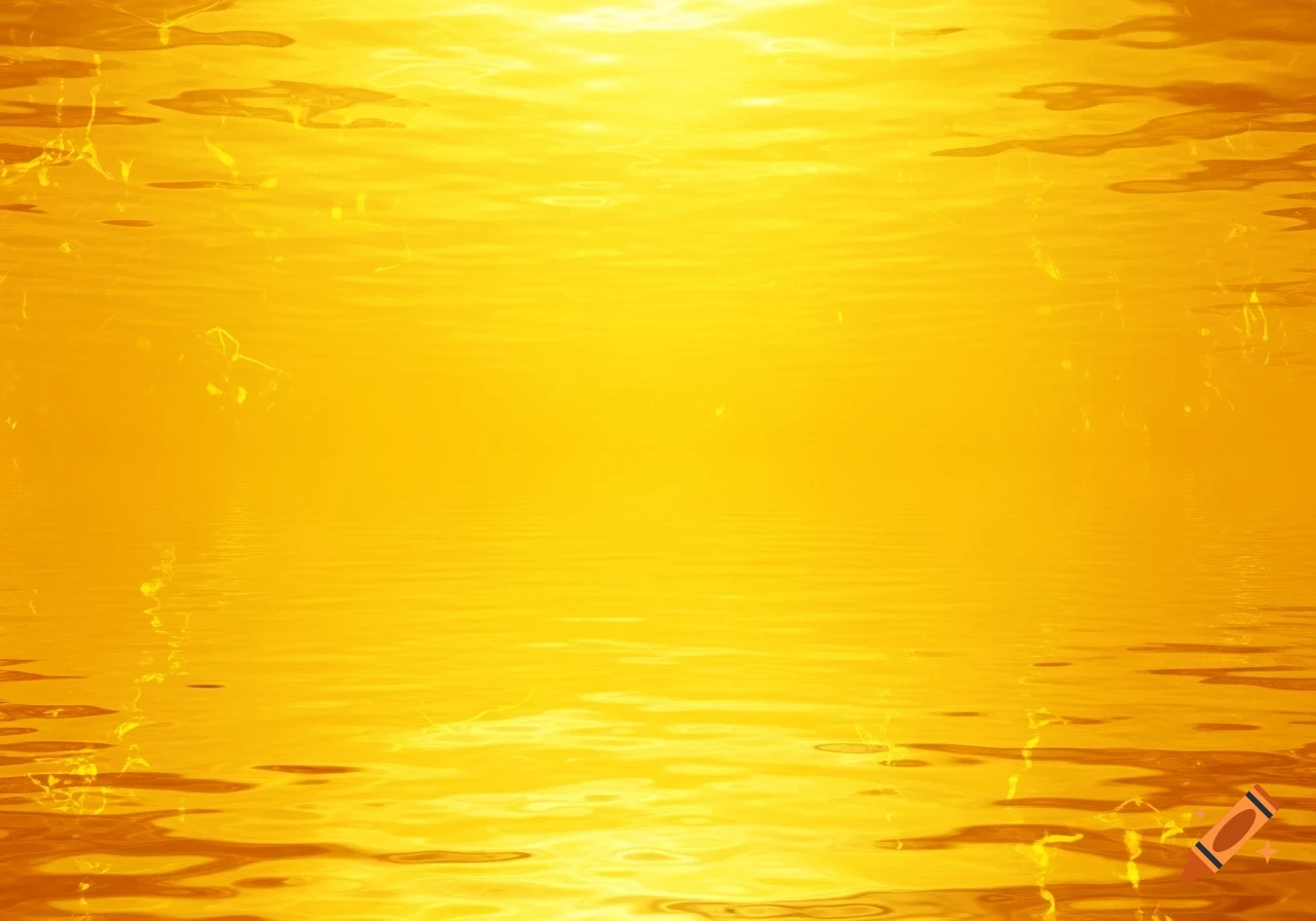 A vibrant yellow reflective surface, possibly water, with ripples and bright light reflections.
