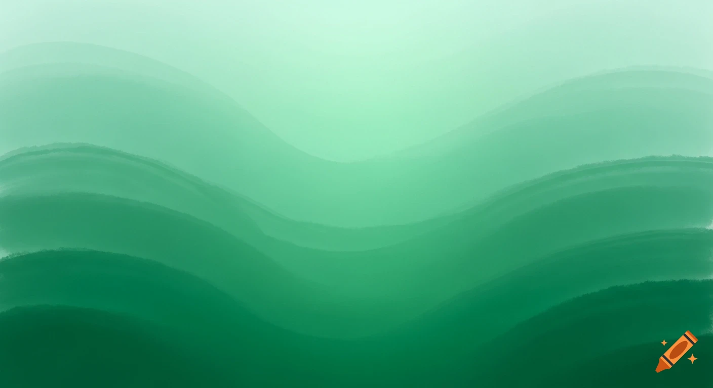 A digital illustration of layered wavy green gradients fading from light to dark.