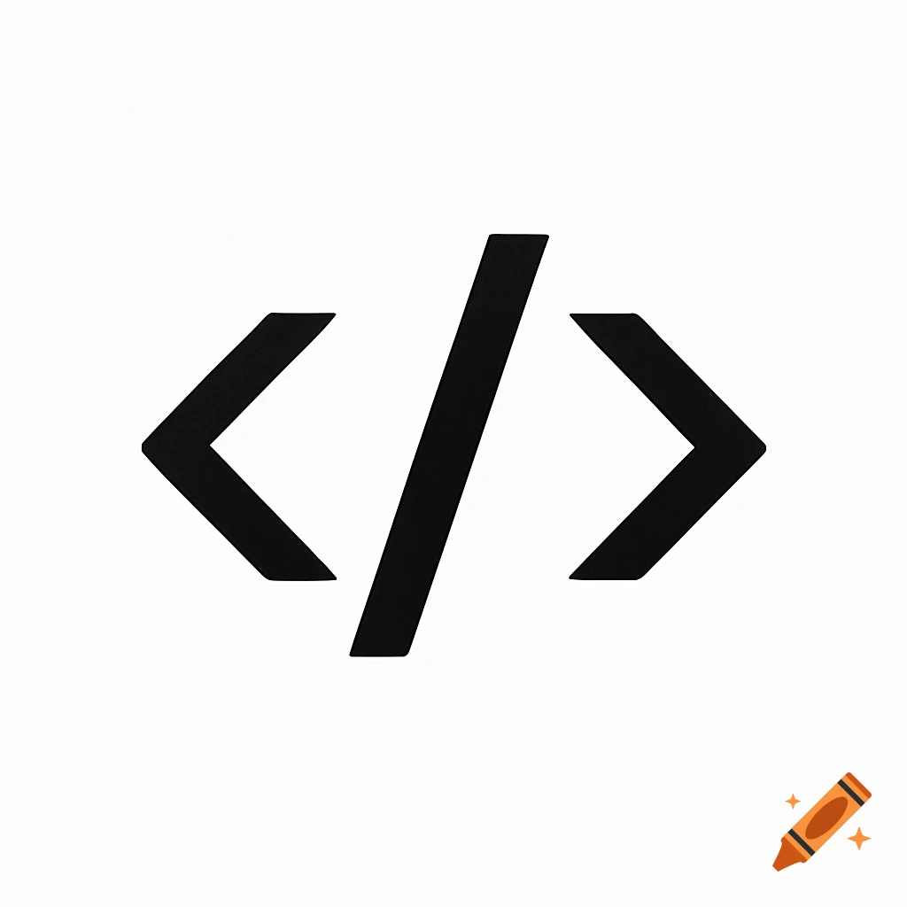A black programming code symbol </> on a white background.