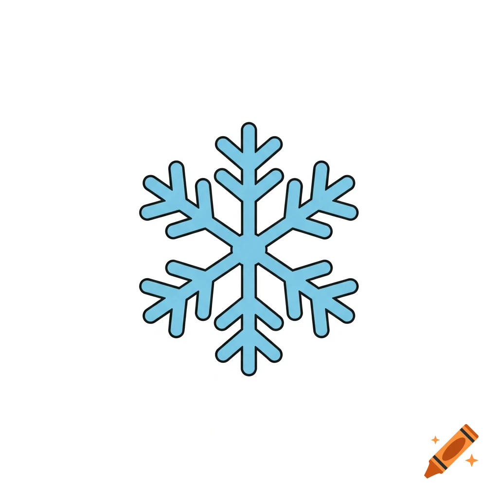 A simple, light blue vector snowflake with a black outline on a white background.