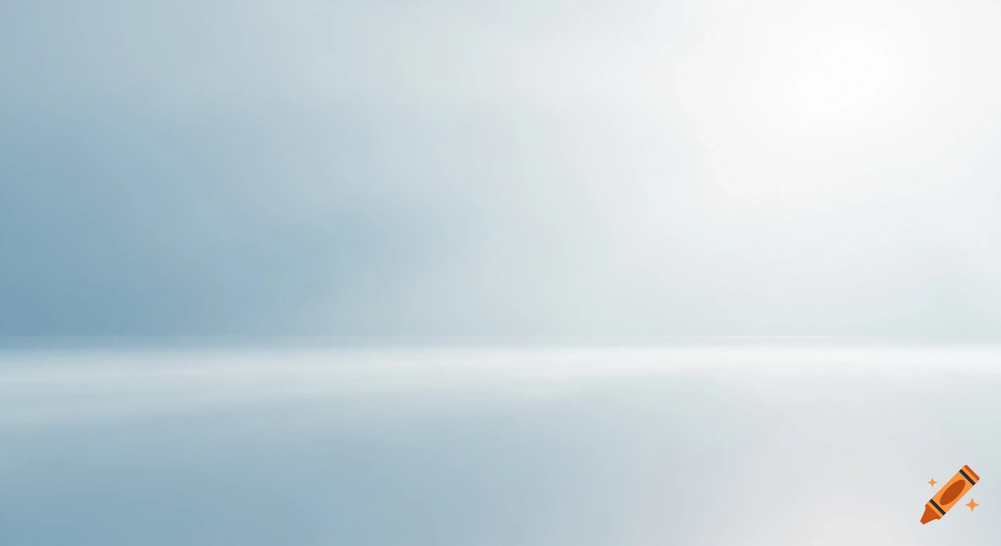 A minimalistic, high-end background with a soft gradient from pale blue to white, featuring subtle depth and light reflections.