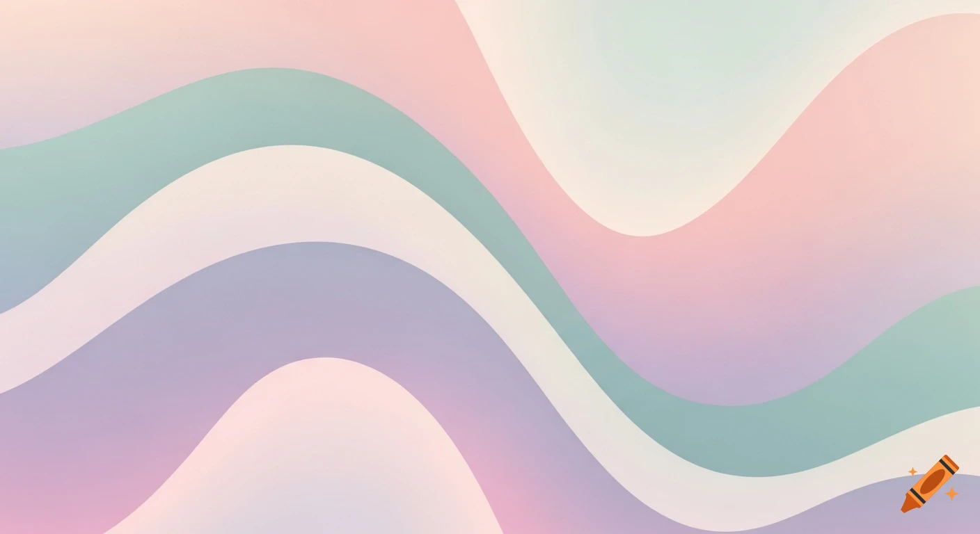Minimalist abstract background with smooth wavy lines in soft pastel pink, purple, and green.