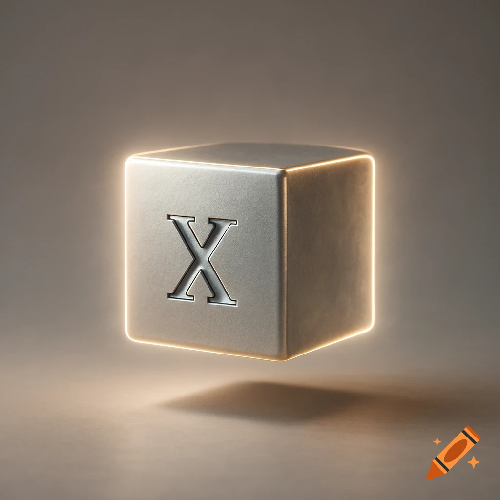 A realistic, glowing silver 3D box with an 'X' on its face, floating in a minimalist setting.