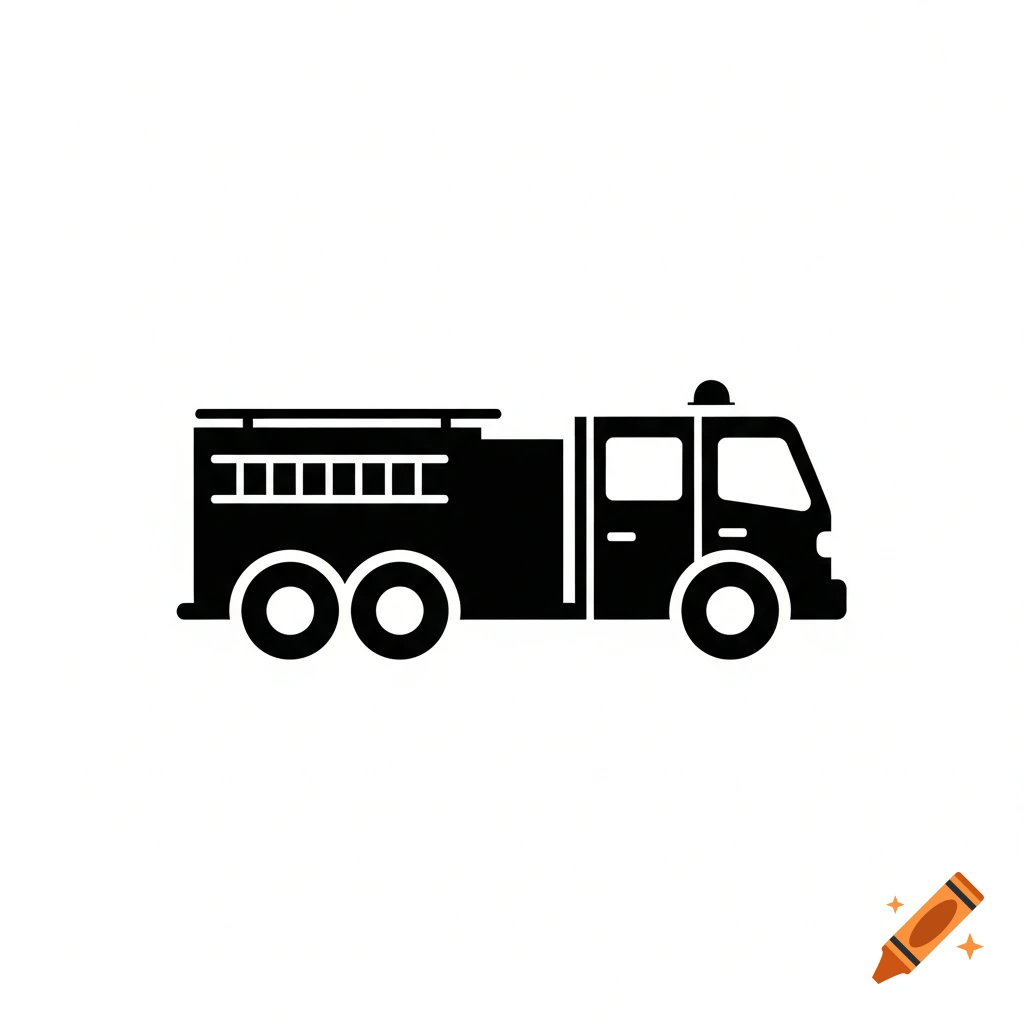 Black silhouette of a fire truck pictogram on a white background.
