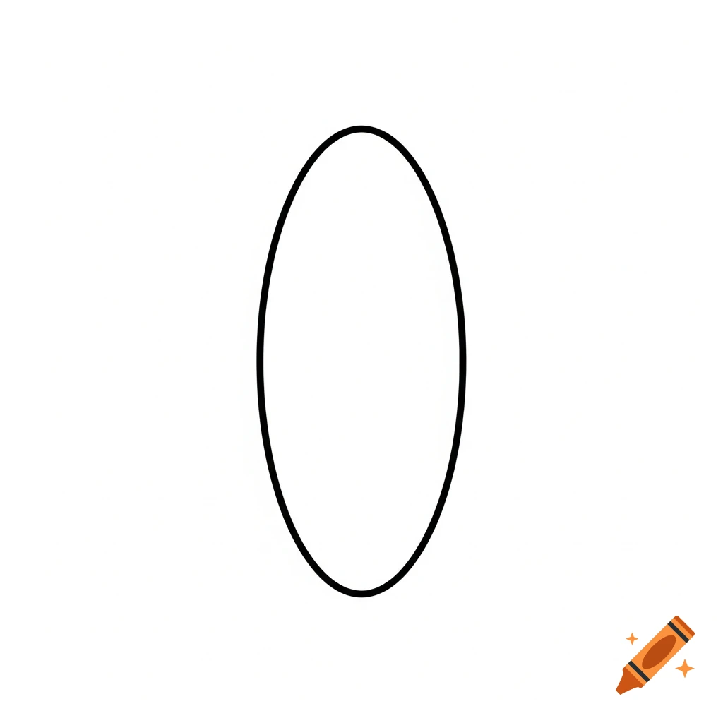 A simple black oval outline on a white background.