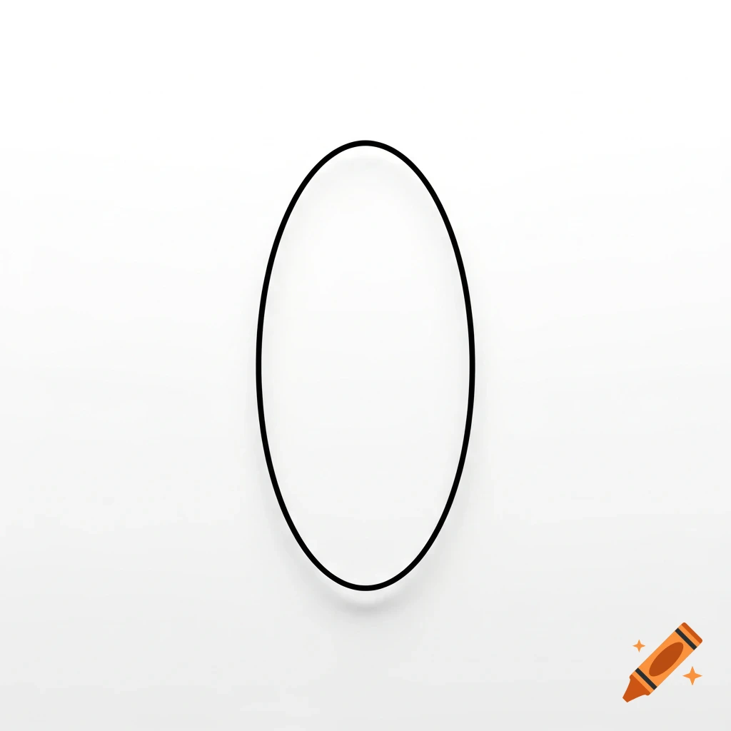 A symmetrical black oval outline centered on a plain white background.