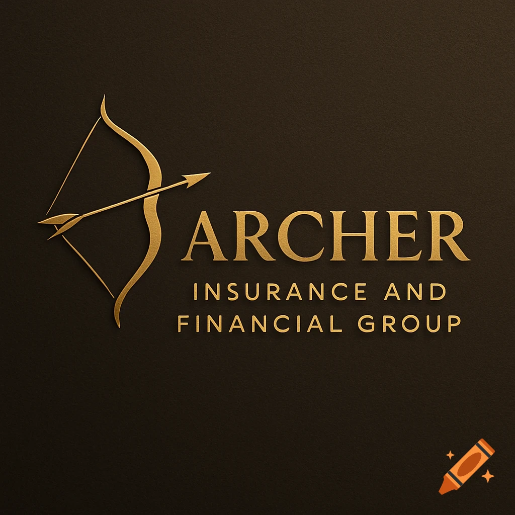 Gold logo for Archer Insurance and Financial Group with a bow and arrow on a dark background.