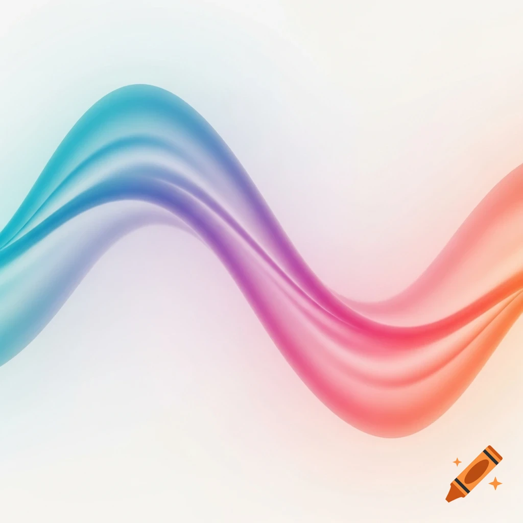 An abstract image featuring a smooth, undulating wave-like form transitioning from blue to purple to orange-red against a light gradient background.