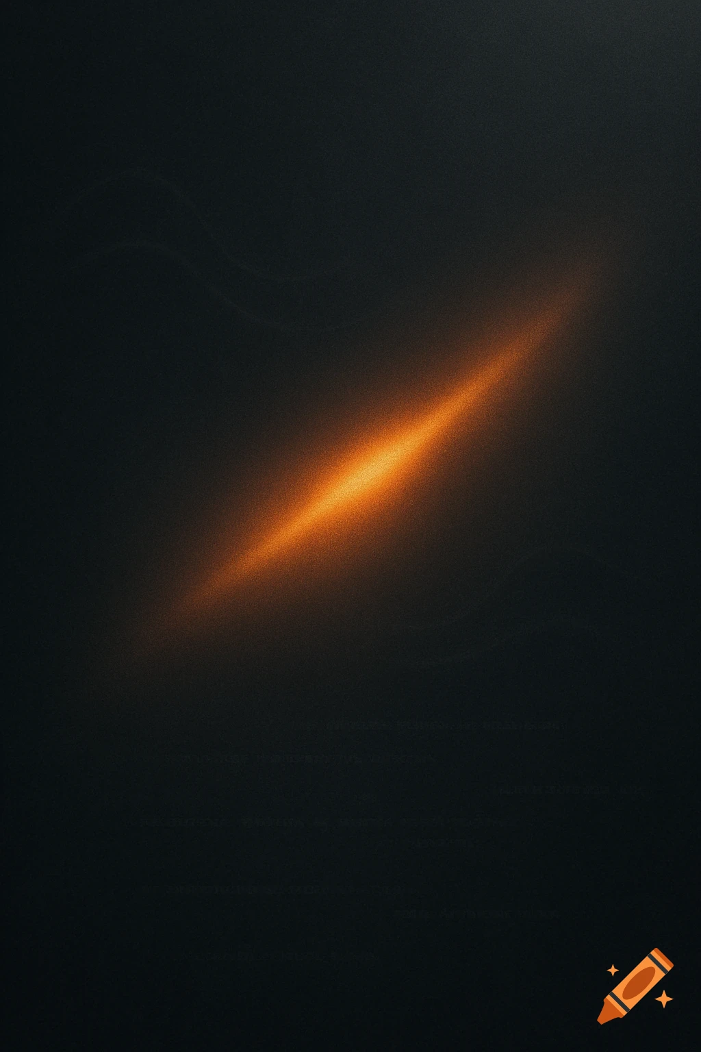 A dark, grainy, minimalist background with a diagonal orange light streak and faint abstract wavy lines.
