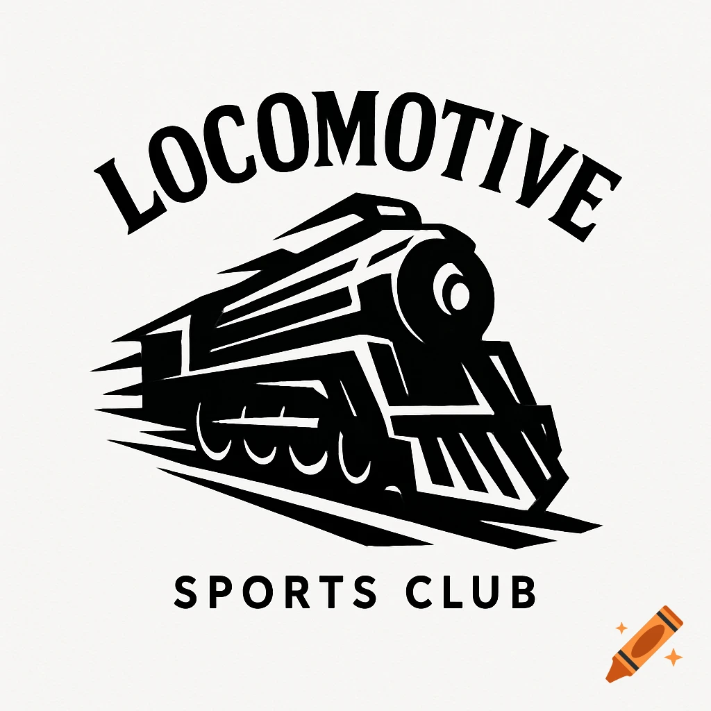 Black and white vector logo of a stylized locomotive train with "LOCOMOTIVE SPORTS CLUB" text.