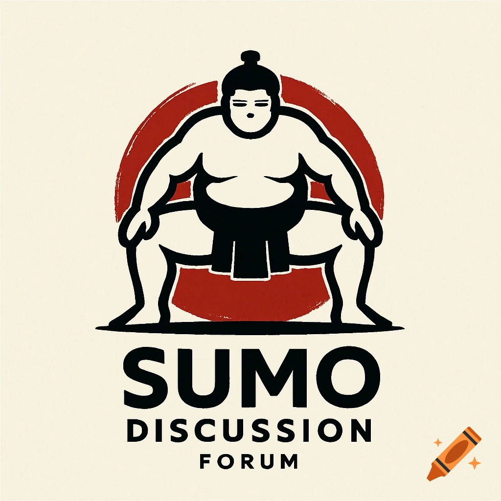 A stylized logo of a sumo wrestler in a crouch, with a red circle behind him, above the text "SUMO DISCUSSION FORUM".