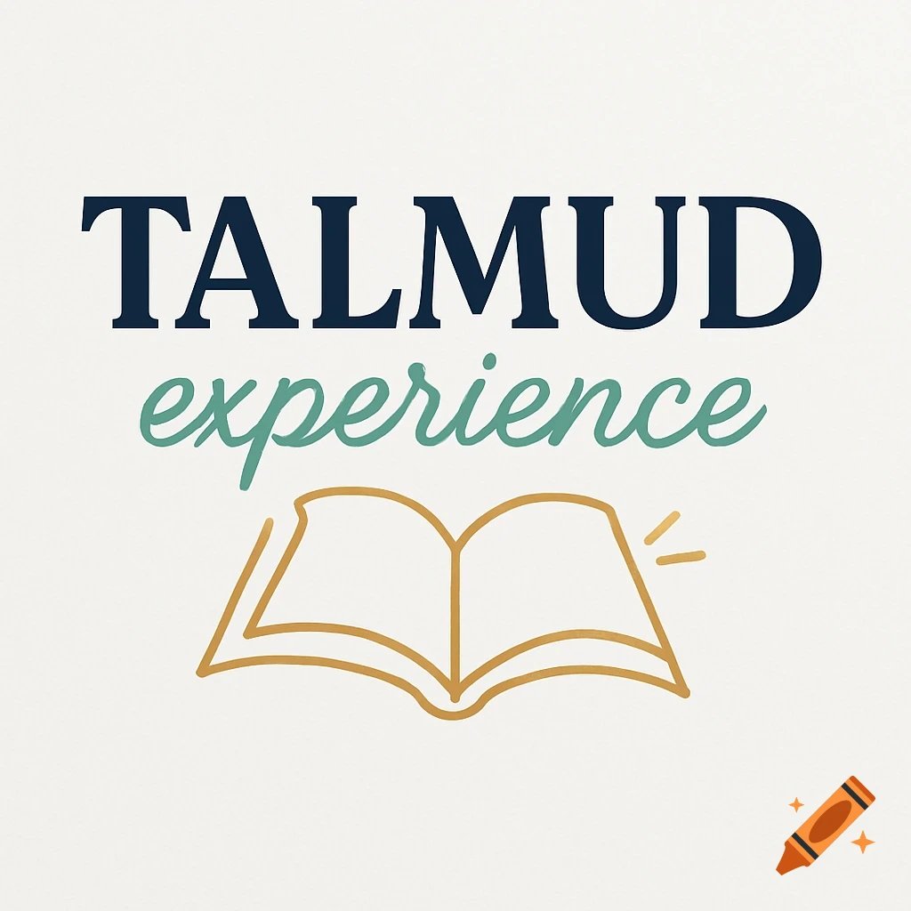 Logo with 'TALMUD' in dark blue uppercase, 'experience' in teal script, and an open golden book icon.