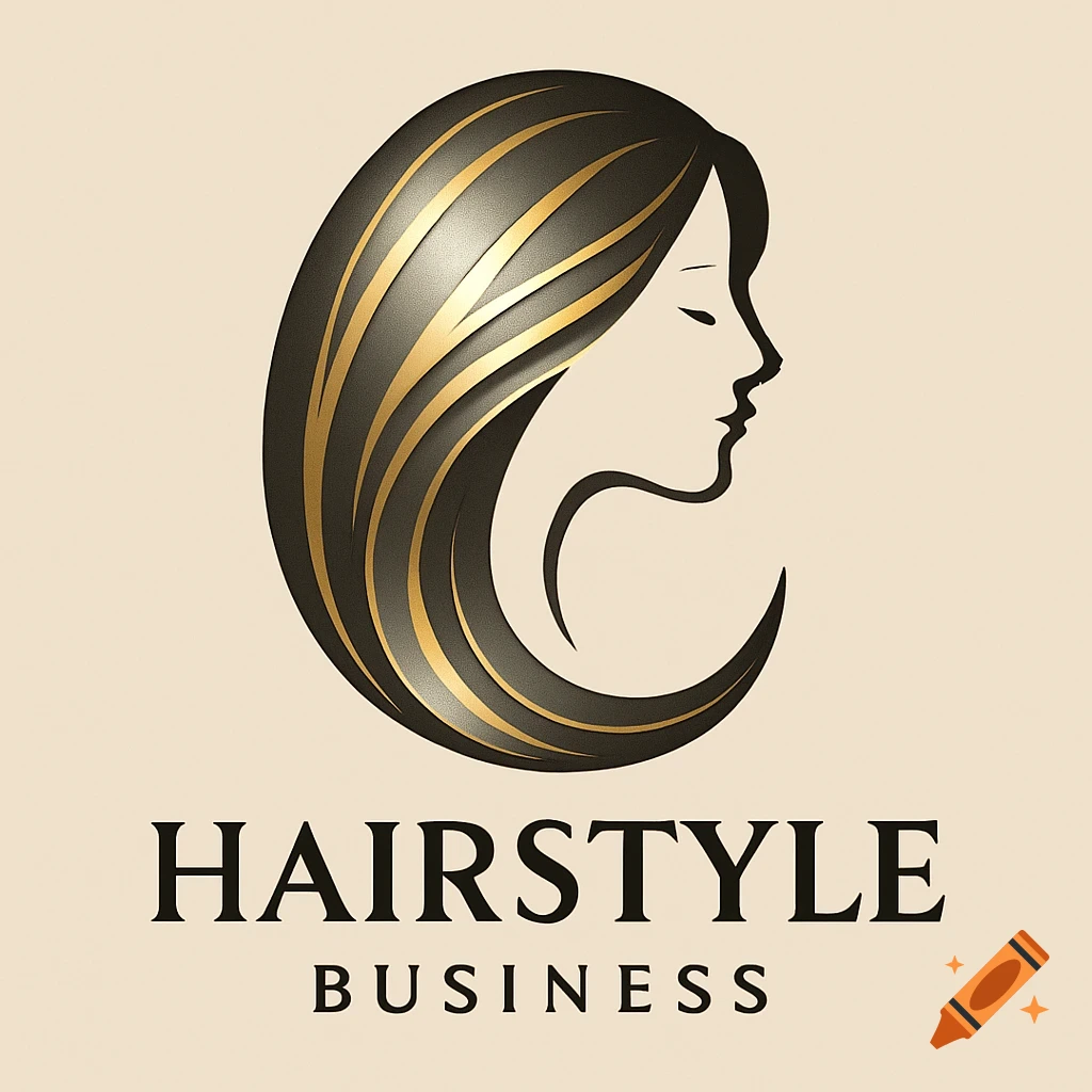 A stylized logo of a woman's profile with flowing dark and gold hair, forming a 'C' shape, above the text 'HAIRSTYLE BUSINESS'.