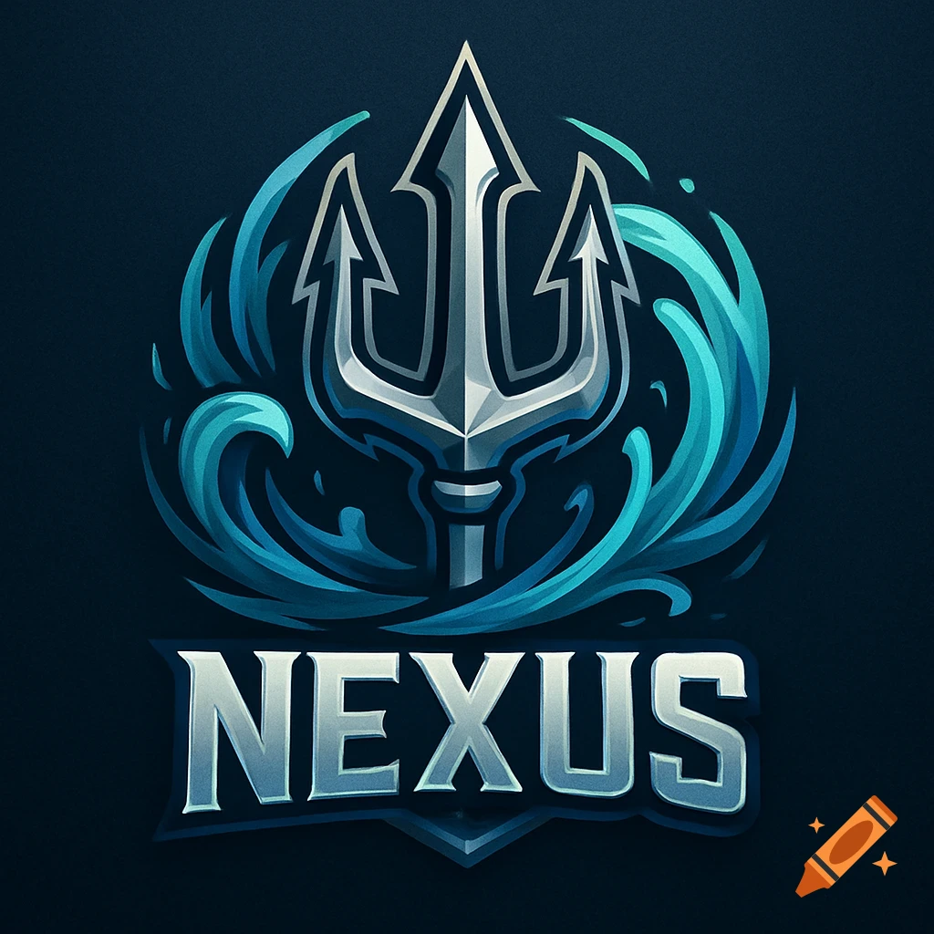 Stylized logo featuring a silver trident emerging from blue waves, above the word NEXUS in metallic lettering.