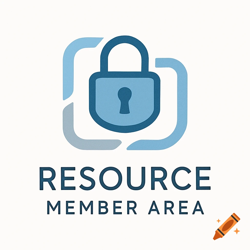A blue padlock icon within a blue square, with the text 'RESOURCE MEMBER AREA' below.
