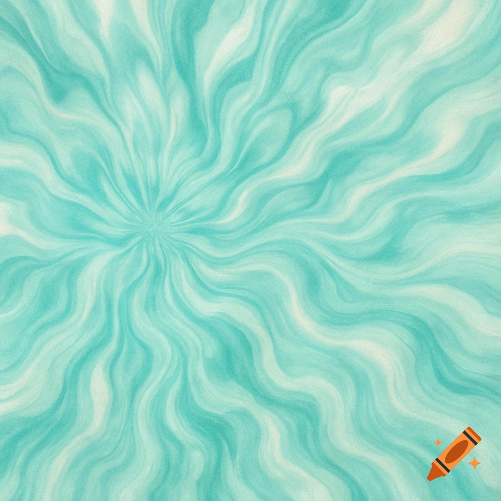 Abstract tie-dye pattern with swirling waves of light teal and white.