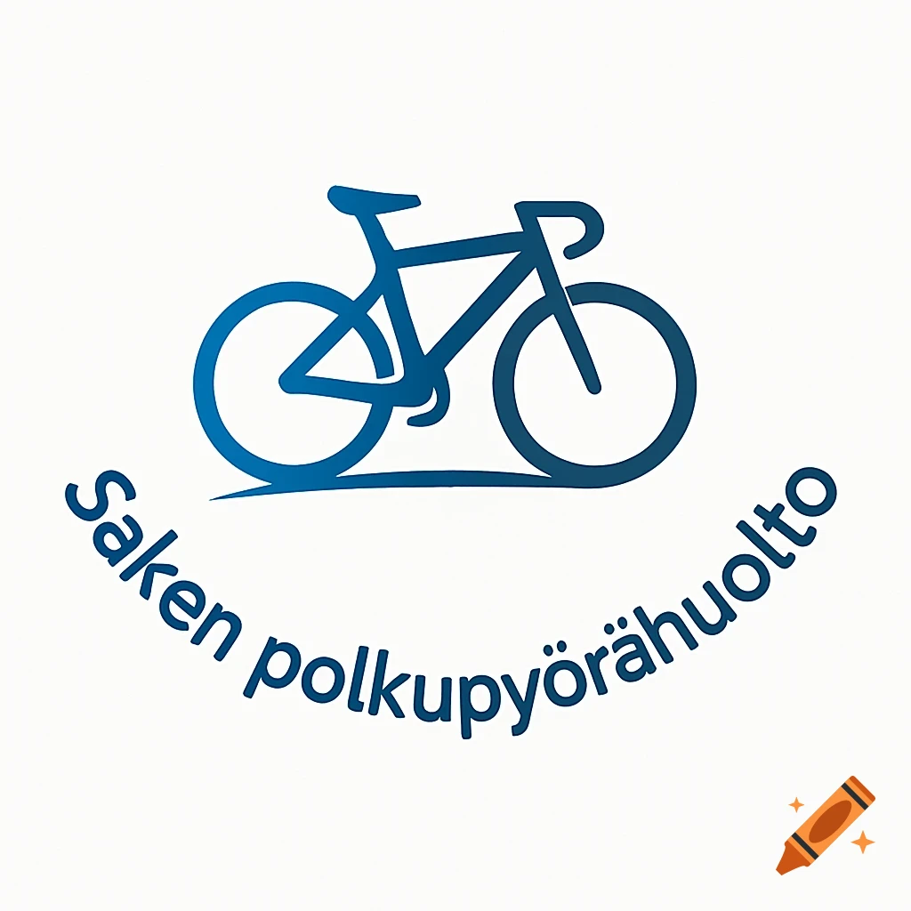 Blue stylized bicycle logo with the text "Saken polkupyörähuolto" curved underneath, on a white background.