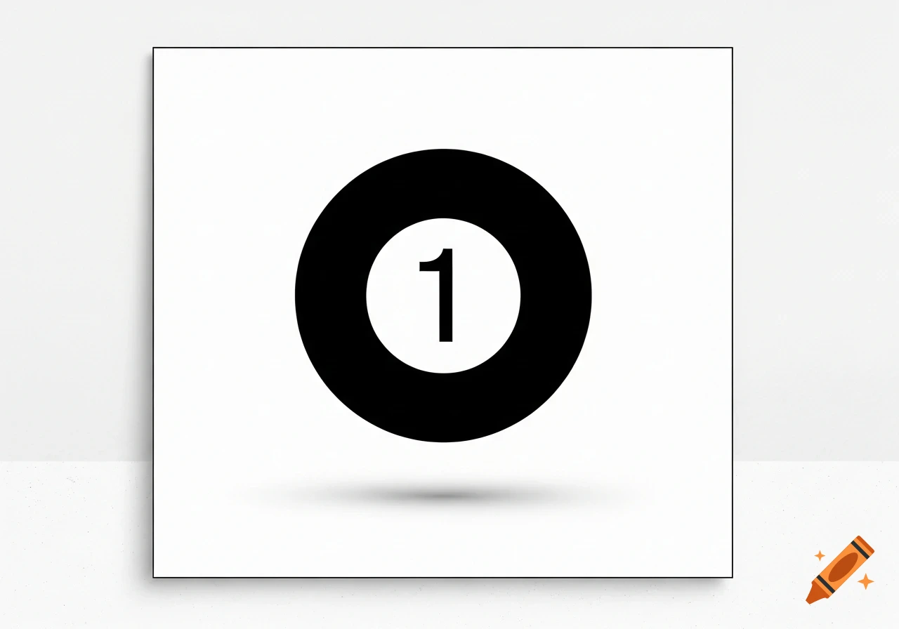 A minimalist graphic of a black circle containing a white number 1 on a white background with a subtle shadow.
