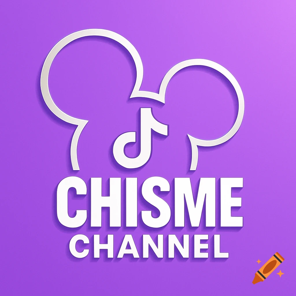 A purple background logo with a white outline combining Mickey Mouse ears and a TikTok music note, above the text CHISME CHANNEL in white.