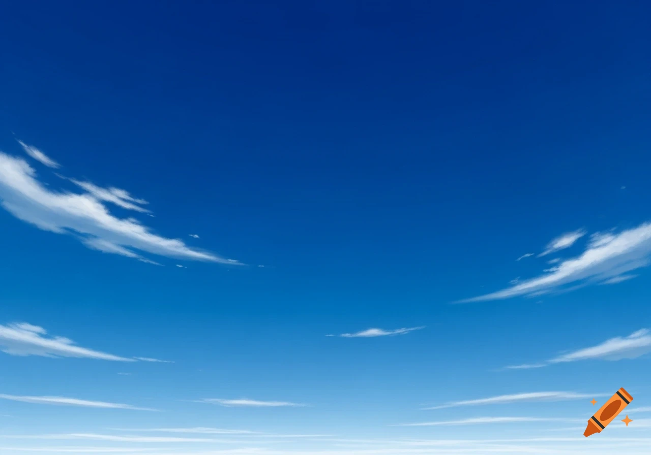 A vibrant deep blue sky filled with scattered, wispy white clouds.