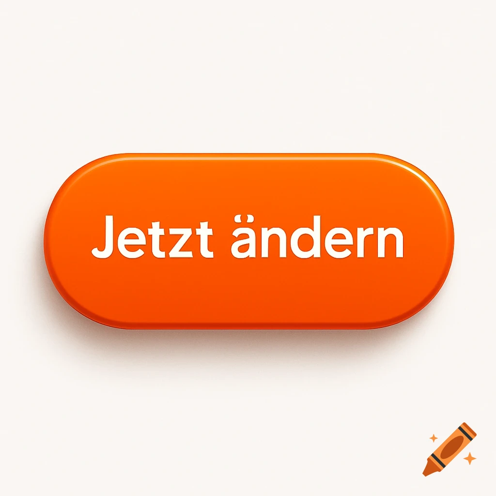 A 3D orange button with rounded corners, featuring the white German text "Jetzt ändern" (Change now) in the center.
