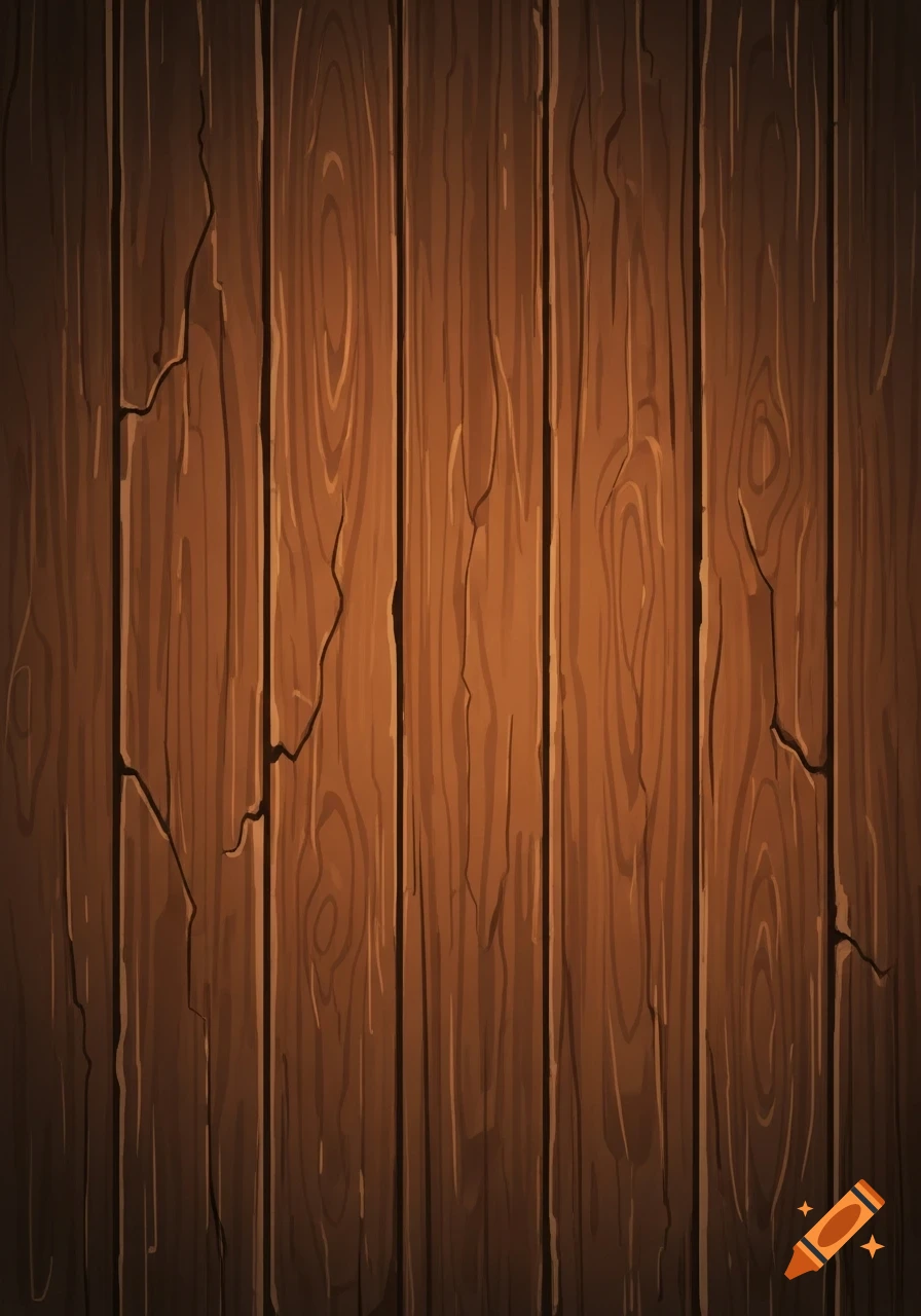 Hand-painted illustration of dark brown, weathered wooden planks with subtle cracks and wood grain, suitable as a fantasy tavern wall background.
