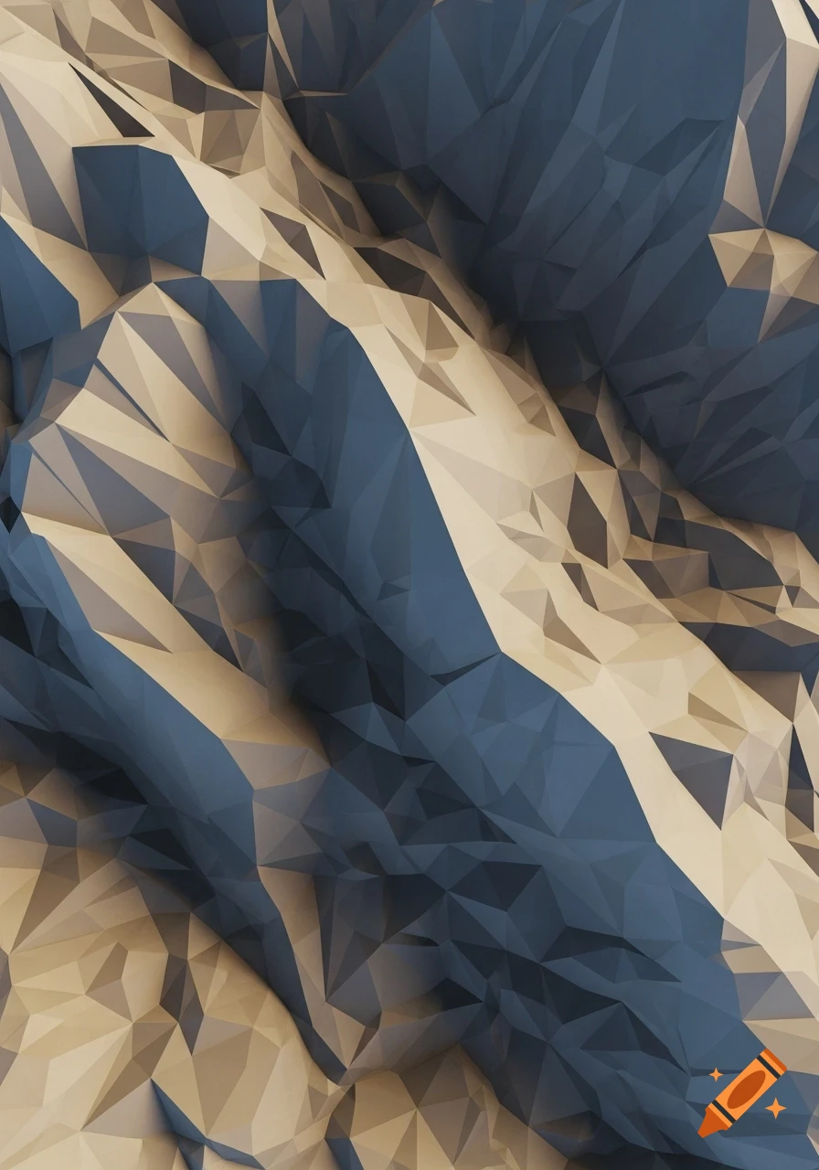 Abstract low-poly texture resembling stone formations in shades of blue-grey and beige.