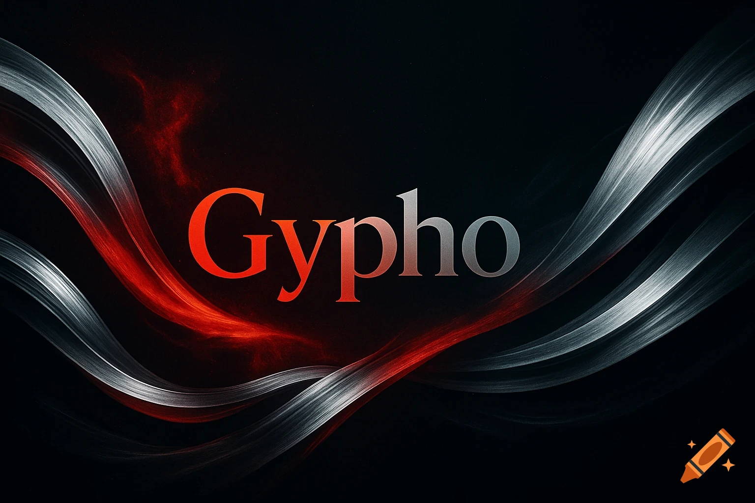 YouTube banner featuring the name "Gypho" in red and silver text, set against a dark background with abstract red and silver wavy lines.