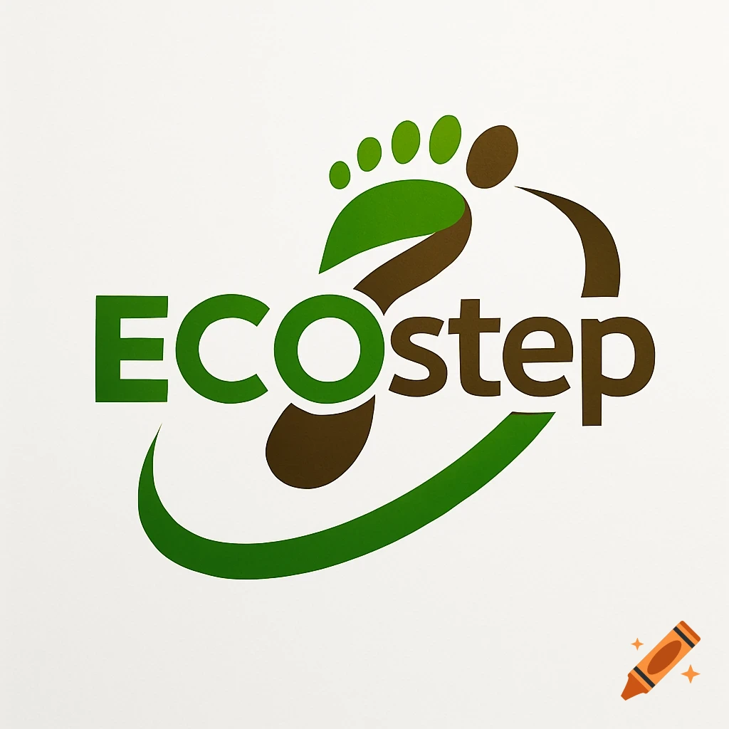 A green and brown ECOstep logo featuring a leaf, a footprint, and a curved line on a white background.