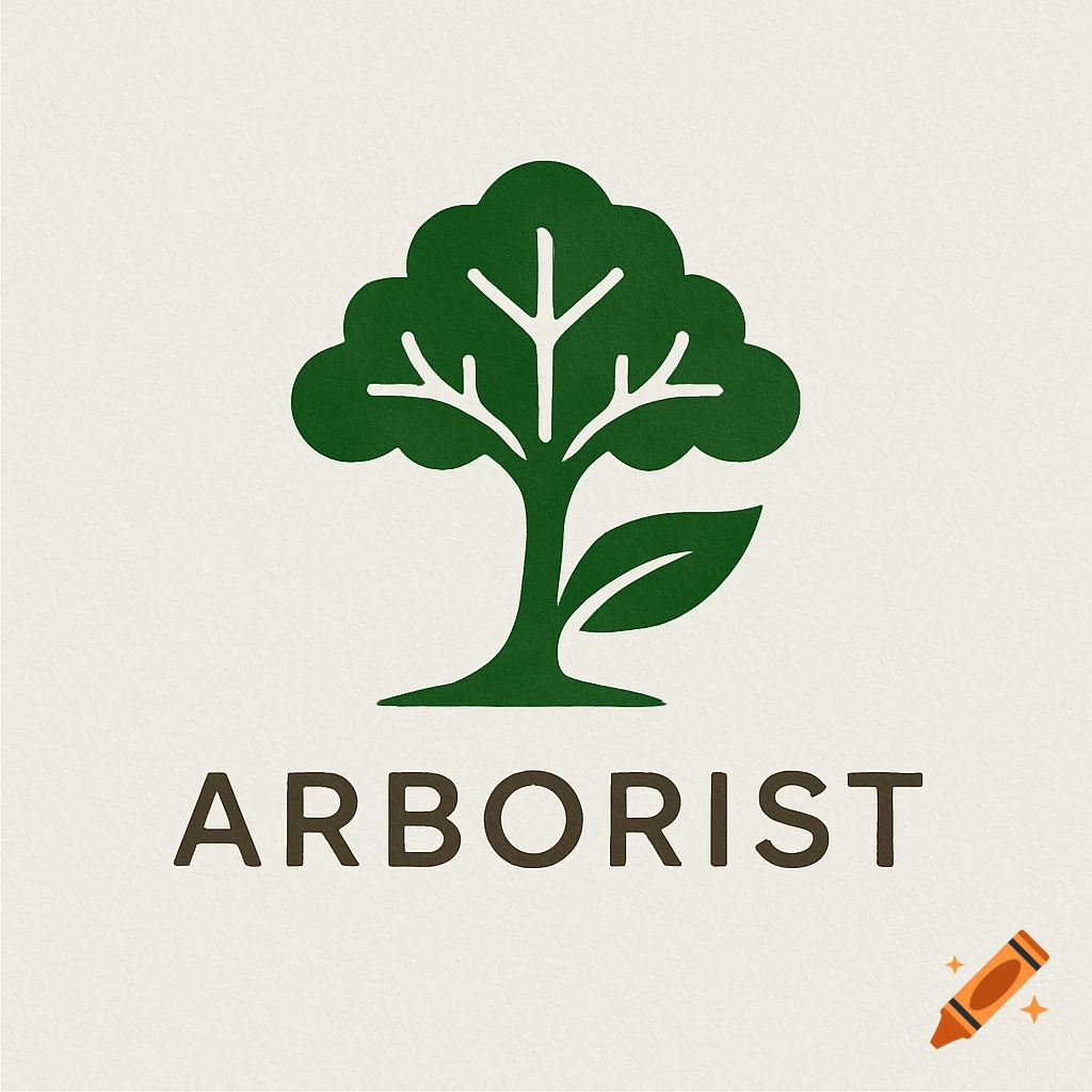 Minimalist green tree logo with a leaf and 'ARBORIST' text on a textured off-white background.